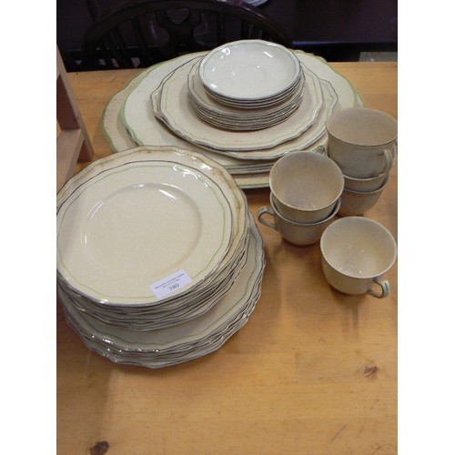 380 - VINTAGE ALFRED MEAKIN DINNER SET. MEAT & SERVING PLATES, DINNER, SIDE AND TEA PLATES. CUPS/SAUCERS. ... 