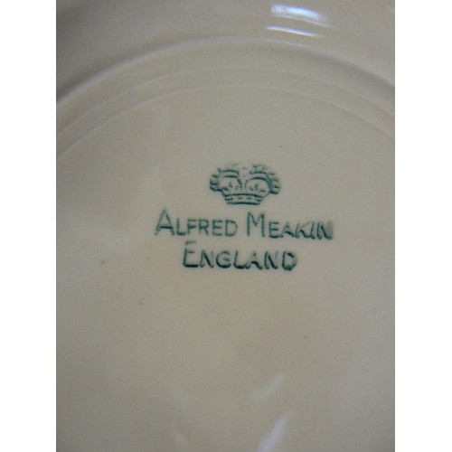 380 - VINTAGE ALFRED MEAKIN DINNER SET. MEAT & SERVING PLATES, DINNER, SIDE AND TEA PLATES. CUPS/SAUCERS. ... 