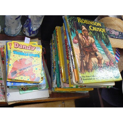 393 - STACK OF VINTAGE 70'S & 80'S ANNUALS, INC THE DANDY, GOAL, SCORCHER, EAGLE, BIMBO, JACK & JILL, COUN... 