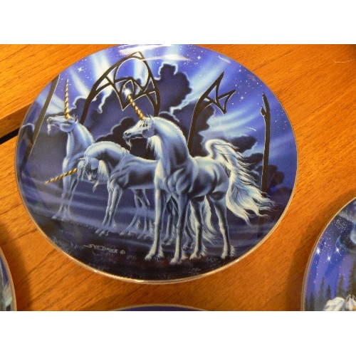 414 - UNICORNS. SET OF 6 X ROYAL DOULTON FINE BONE CHINA LIMITED EDITION PLATES. BY SUE DAWES.