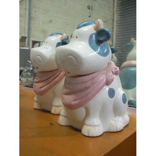 417 - PAIR OF COW COOKIE JARS. CERAMIC.