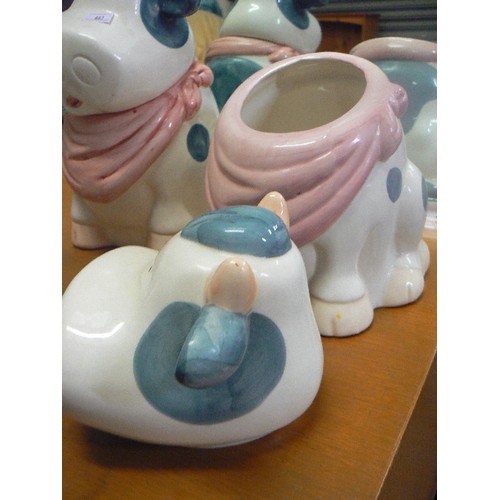 417 - PAIR OF COW COOKIE JARS. CERAMIC.