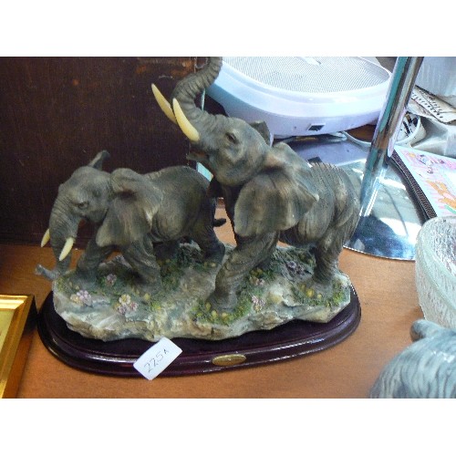 225A - LARGE 'ELEPHANT PAIR' ORNAMENT FROM JULIANA COLLECTION. ON WOODEN BASE.