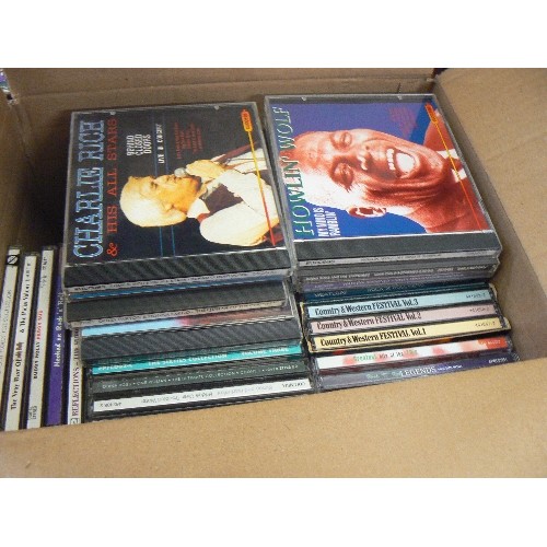275 - 3 BOXES FULL OF MUSIC CD'S. INC PATSY CLINE, CHARLIE RICH, HOWLIN WOLF, ELVIS, JACIE WILSON, EVERLEY... 