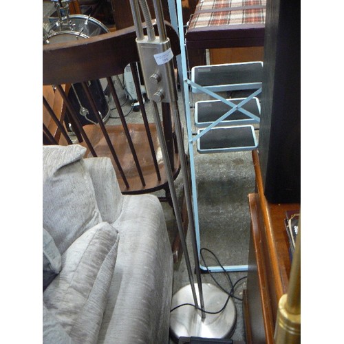 388 - BRUSHED CHROME UPLIGHTER WITH FLEXI READING ARM.