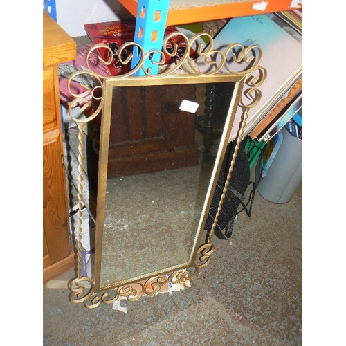 449 - METAL GOLD COLOURED SCROLL MIRROR