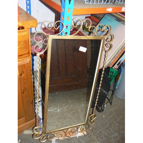 449 - METAL GOLD COLOURED SCROLL MIRROR