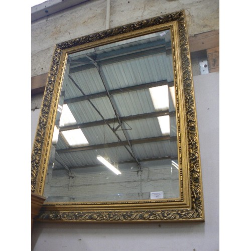 455 - GOLD ONATE FRAMED BEVEL EDGE MIRROR