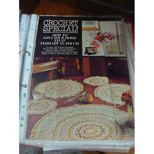 468 - 3 FOLDERS OF DRESS MAKING, THE PRIMA PATTERN, CROCHET,ETC