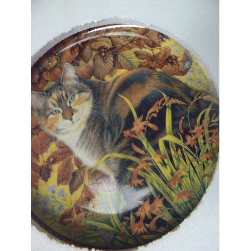 422 - CAT INTEREST. 2 X LIMITED EDITION PLATES 'THE FOUR SEASONS' BY DANBURY MINT. LYNFASCAT IN AUTUMN & D... 