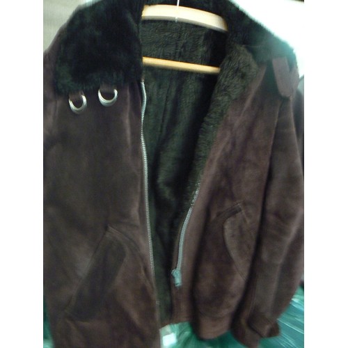 487 - 3 BLACK LEATHER JACKETS DP SIZE 12 AND 2  SIZE 38, BROWN LEATHER SIZE M JACKET AND BROWN SUEDE JACKE... 