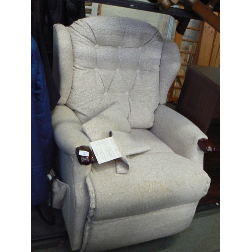 489 - SHERBOURNE RISE AND RECLINE CHAIR  IN OATMEAL SOFTCLOTH