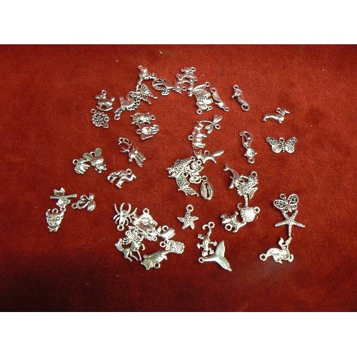 10 - QUANTITY OF SILVER METAL CHARMS - DOG, CAT, DOLPHIN, MONKEY ETC