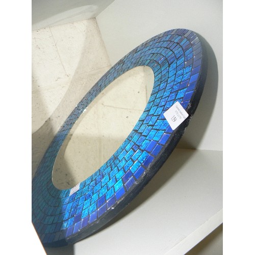 159 - CIRCULAR BLUE MOSAIC MIRROR