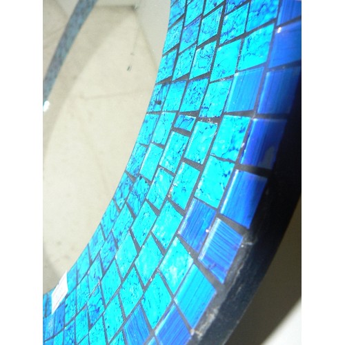 159 - CIRCULAR BLUE MOSAIC MIRROR