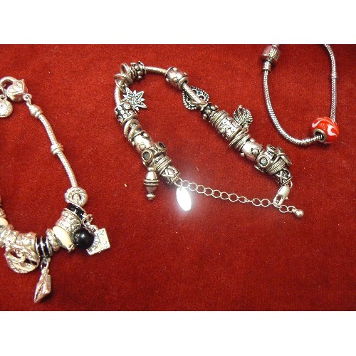 7 - 3 PANDORA STYLE BRACELETS AND CHARMS