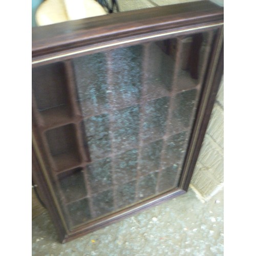 135B - PAIR OF MAHOGANY AND GLASS WALL DISPLAY SHELVES