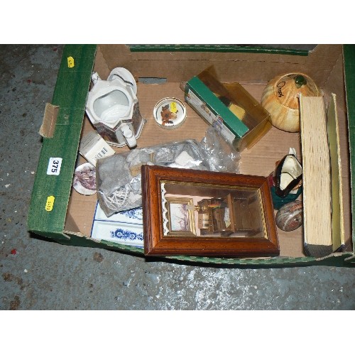 169C - 3 BOXES OF MIXED CHINA , SADLER TEAPOT , PICKLED ONION POT, PYREX PLATES ETC