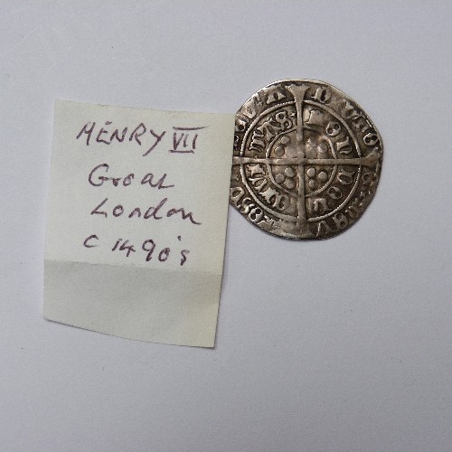 11 - SILVER GROAT HENRY VII (1485 - 1509) FACING BUST LONDON MINT, LEGENDS MOSTLY LEGIBLE (F), 2.91 GRAMS