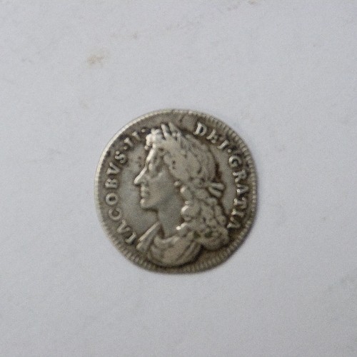 31 - JAMES II ONE SHILLING SILVER COIN 1686 (F TO VF)