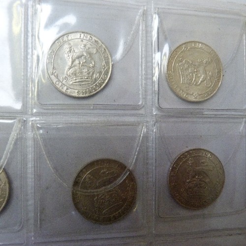 38 - COLLECTION OF 24 ONE SHILLING COINS PART SILVER GEORGE  V.  GEORGE VI.
1911 (V/F)
1914 (V/F)
1916 (V... 