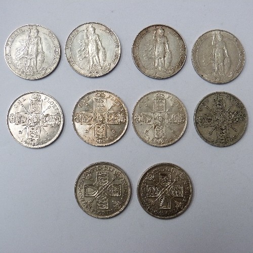 41 - COLLECTION OF 10 TWO SHILLINGS FLORIN SILVER AND PART SILVER 
EDWARD VII  & GEORGE V
1902  EDWARD VI... 