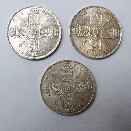 41 - COLLECTION OF 10 TWO SHILLINGS FLORIN SILVER AND PART SILVER 
EDWARD VII  & GEORGE V
1902  EDWARD VI... 