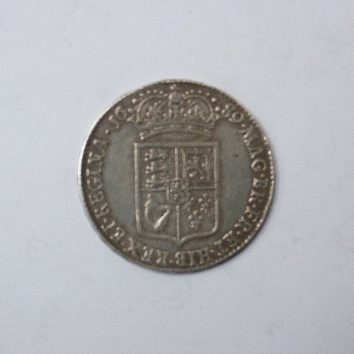 46 - WILLIAM & MARY TYPE 1 (FIRST CROWNED SHIELD) HALF CROWN 1689 - CONDITION F