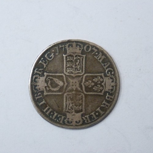 51 - QUEEN ANNE SILVER HALF CROWN 1707 - CONDITION FAIR