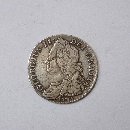 55 - GEORGE II SILVER HALF CROWN 1746 - D NONO - COND F TO VF