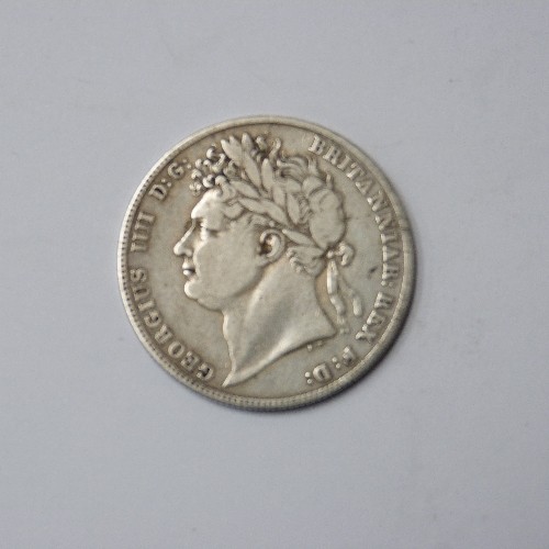 62 - GEORGE IV SILVER HALFCROWN - 1821 - TYPE 1 (THISTLE LEAF FURTHER FROM STEM) - CONDITION VF