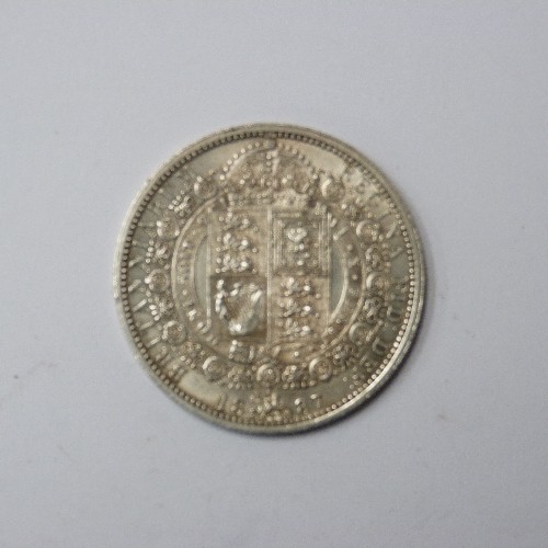 71 - SILVER QUEEN VICTORIA 1887 JUBILEE HEAD HALFCROWN (EF)