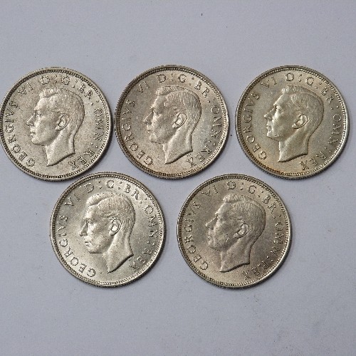 81 - SET OF 5  GEORGE VI HALFCROWNS, 1938 (VF), 1938 (EF), 1944 (EF), 1945 (EF), 1945 (EF)