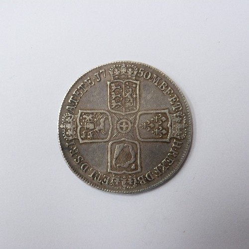 104 - SILVER GEORGE II CROWN, 1750 (VF)