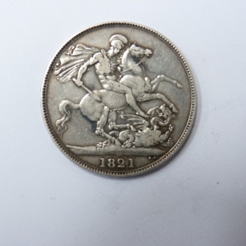 109 - SILVER GEORGE IV 1821 CROWN (VF)