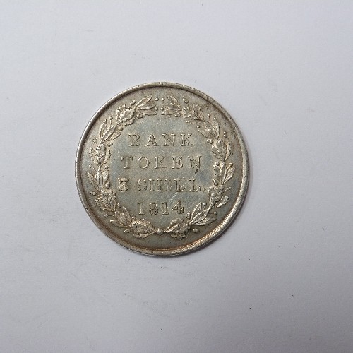 119 - GEORGE III 3 SHILLINGS BANK TOKEN 1814, CONDITION VF