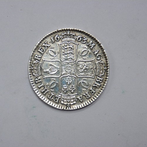 3 - SILVER 1663 CHARLES II (CAROLVS II) HALFCROWN (F)