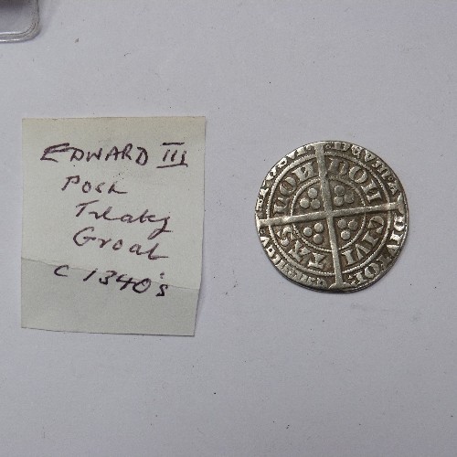 10 - EDWARD III POST TREATY GROAT, LONDON MINT 1327-77, LONDON MINT (F) CLIPPED, 4 GRAMS