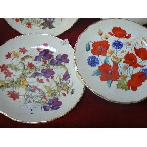 313 - ROYAL ALBERT 'BRITAINS WILD FLOWERS' X 8 LIMITED EDITION PLATES. WITH CERTS OF PROVENANCE.