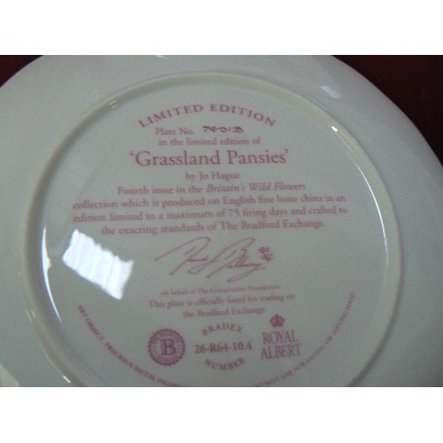 313 - ROYAL ALBERT 'BRITAINS WILD FLOWERS' X 8 LIMITED EDITION PLATES. WITH CERTS OF PROVENANCE.