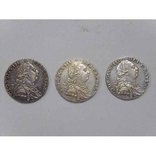 35 - COLLECTION OF SILVER SHILLINGS GEORGE II AND GEORGE III
1739 KING GEORGE II (VF)
1743               ... 