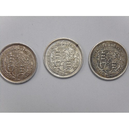 35 - COLLECTION OF SILVER SHILLINGS GEORGE II AND GEORGE III
1739 KING GEORGE II (VF)
1743               ... 