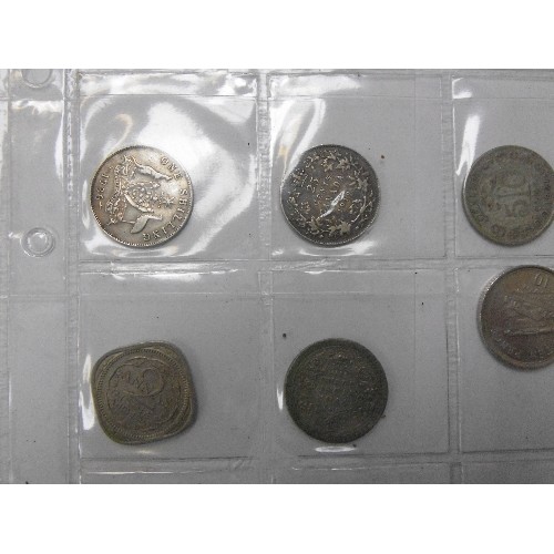 42 - COLLECTION OF 12 TWO SHILLING COINS PLUS A NUMBER OF AUSTRALIAN, INDIAN, CANADIAN, AST AFRICA,