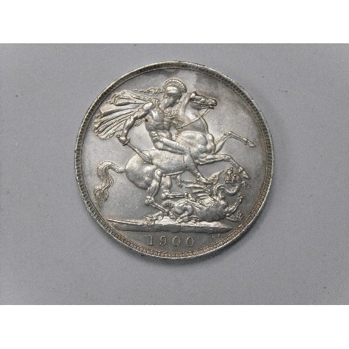 123 - VICTORIA SILVER OLD HEAD CROWN, 1900, CONDITION VF