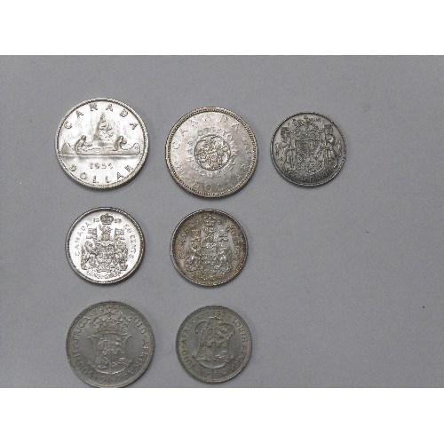 138 - COLLECTION OF COMMONWEALTH COINS ALL OR PART SILVER CANADA, SOUTH AFRICA.
1955 ONE DOLLAR (V/F)
1964... 