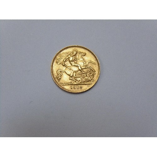 233 - GEORGE V HALF SOVEREIGN 1912, EF CONDITION