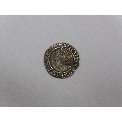 9 - ELIZABETH I  SILVER THREEPENCE 1570, (F) CLIPPED. WEIGHT 1.4G