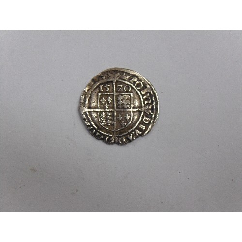 9 - ELIZABETH I  SILVER THREEPENCE 1570, (F) CLIPPED. WEIGHT 1.4G