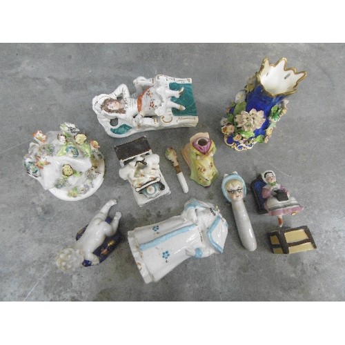 5 - A COLLECTION OF MOSTLY VICTORIAN CHINA ORNAMENTS INCLUDING A FAIRRING 