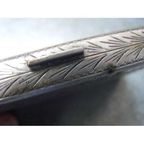 17 - AN EARLY 20TH CENTURY 800 CONTINENTAL SILVER CIGARETTE CASE ENGRAVED WITH FOLIATE DESIGN . MARKED 80... 